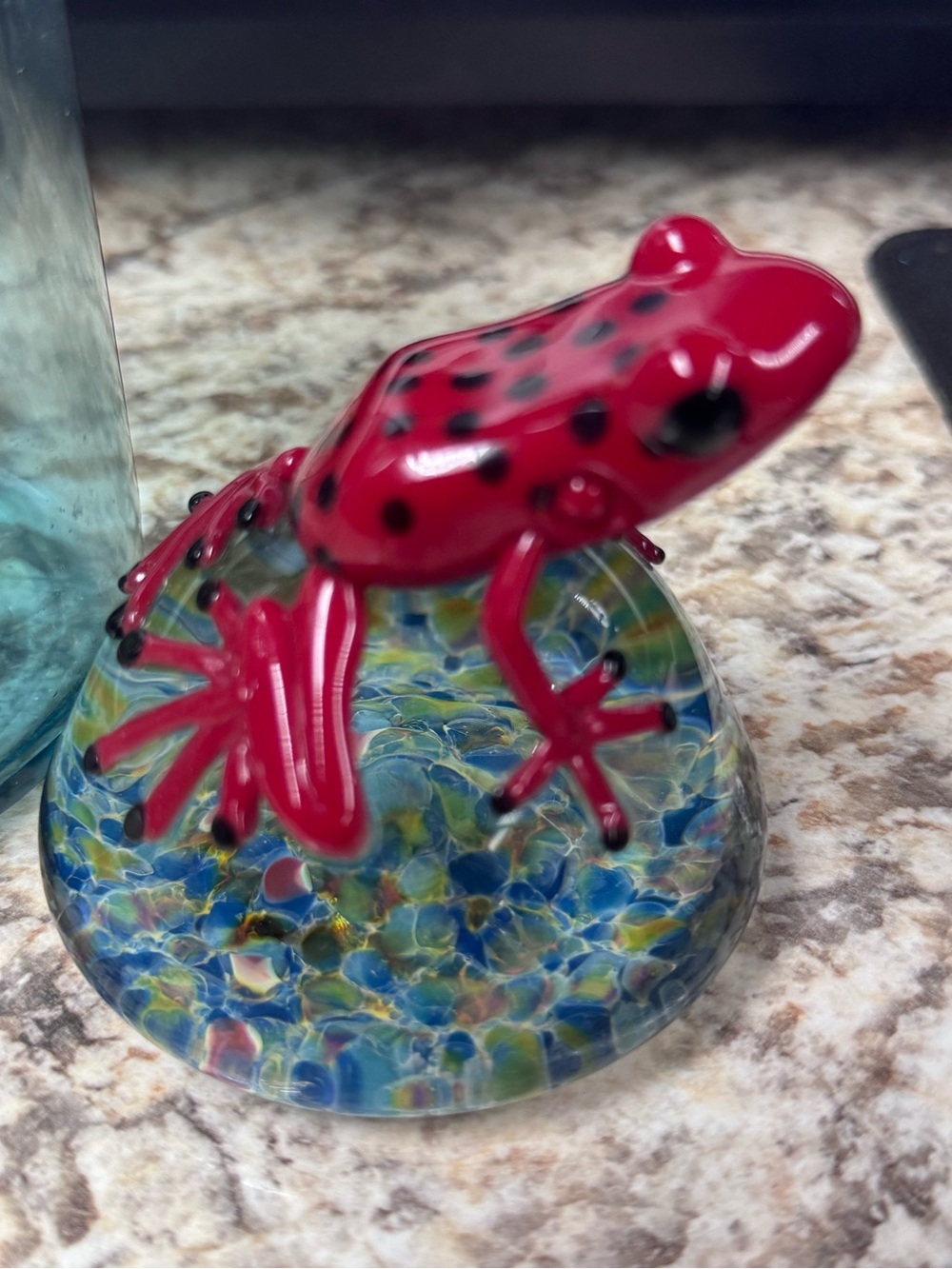 Strawberry Poison Dart Frog Glass Art